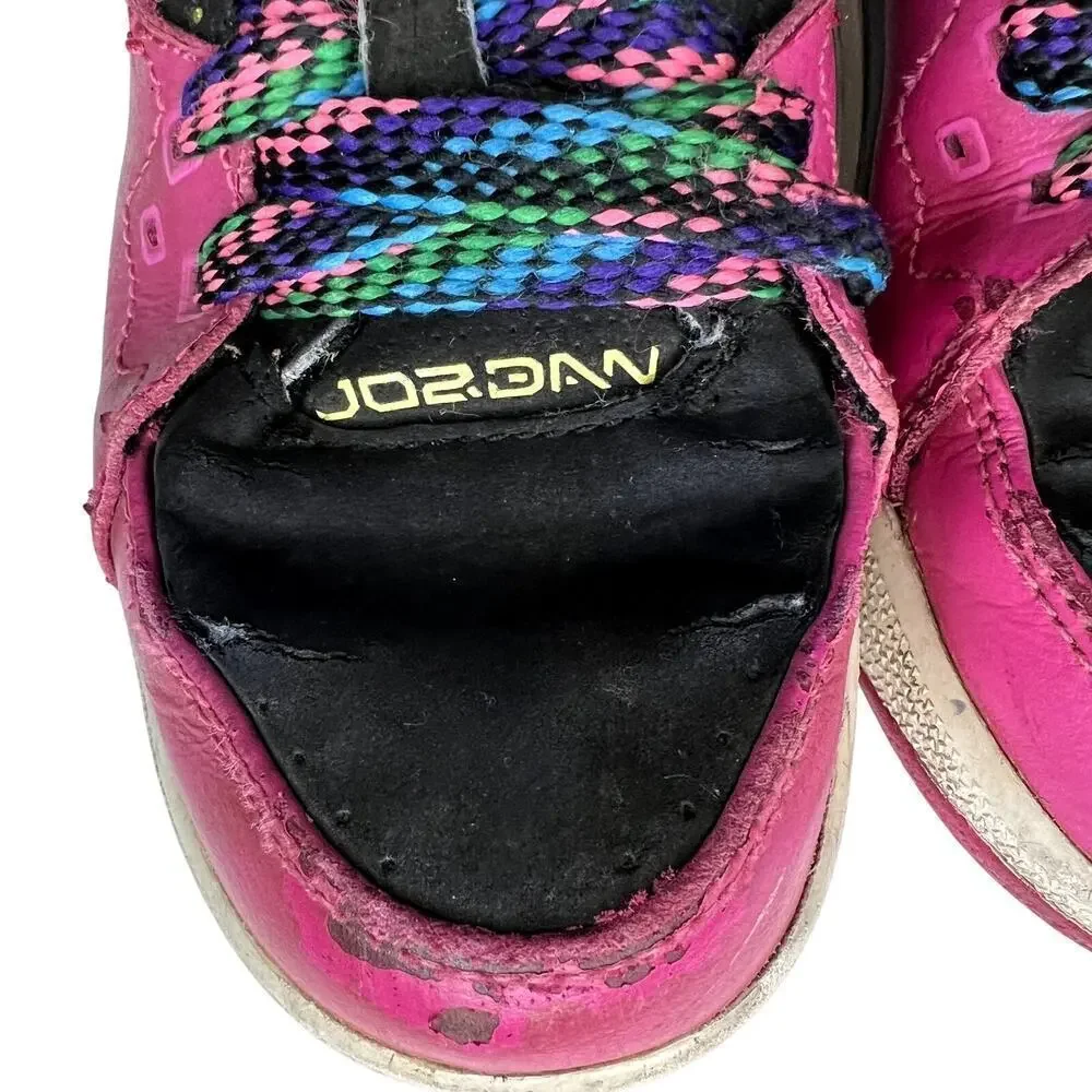 Jordan Flight SC-1 Leather Sneakers Girls Size 13C Hot Pink/Black - Picture 10 of 13